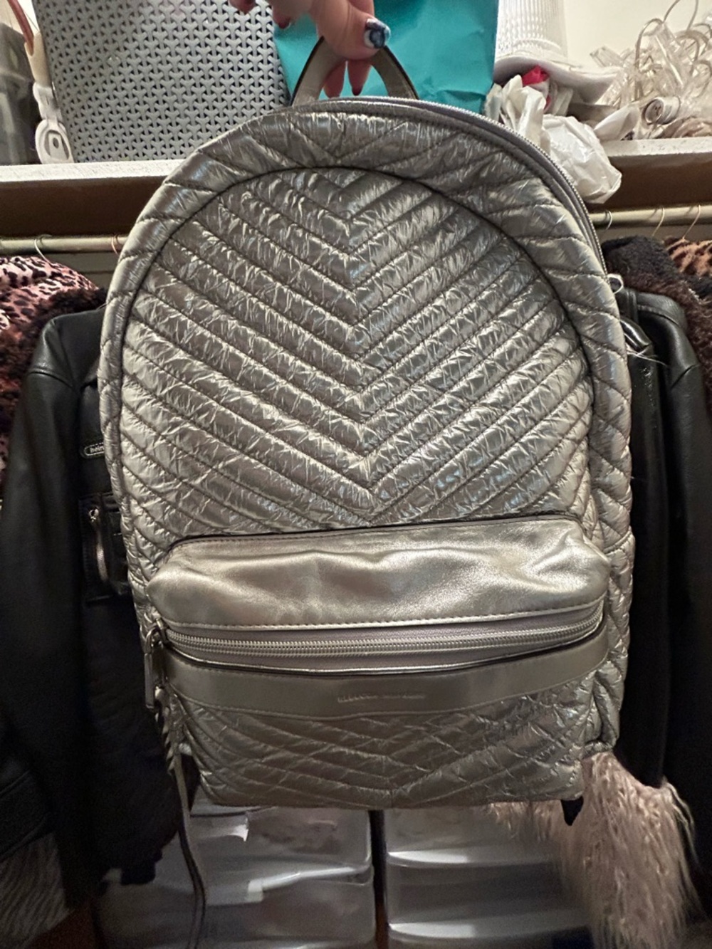 Rebecca Minkoff Metallic Silver Backpack